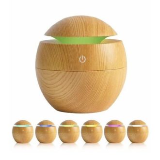   Aroma Diffúzor/Párásító Ultrahangos,  7 Színü Led fénnyel Világos Barna