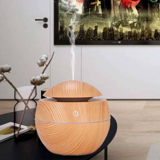 Aroma Diffúzor/Párásító Ultrahangos,  7 Színü Led fénnyel Világos Barna