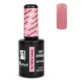   Moyra Easy overlay ecsetes építő zselé No.9 Glitter Salmon