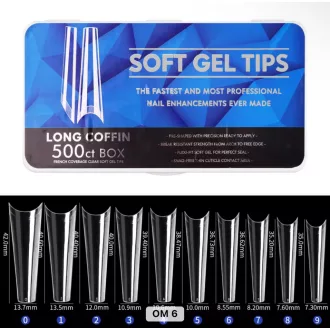  Soft Gél Tip 500db-os / 10 méret Long Coffin