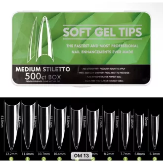  Soft Gél Tip 500db-os / 10 méret Medium Stiletto