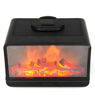   Kandalló stílusú fa hatású párásító-diffúzor fekete