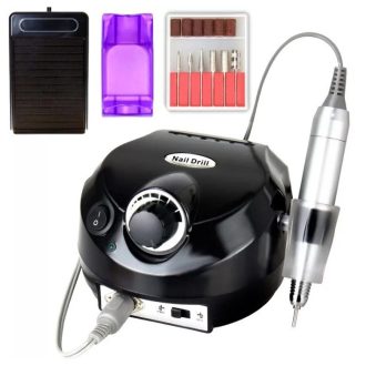   Professzionális Műköröm csiszoló szett – sebességszabályzó pedállal, csiszoló fejekkel. 35000rpm Fekete