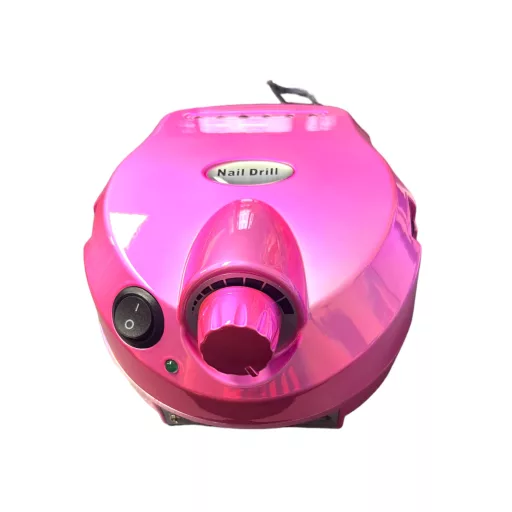 Professzionális Műköröm csiszoló szett – sebességszabályzó pedállal, csiszoló fejekkel. 35000rpm Metál Rózsaszín