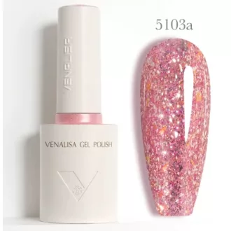   VENALISA TPO- és HEMA-mentes Gél Lakk – 5103a Pink Multicsillám 10 ml