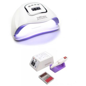   Sun X5 max 80W műkörmös lámpa + Professzionális Körömcsiszoló gép Alap csiszoló fejekkel Fehér