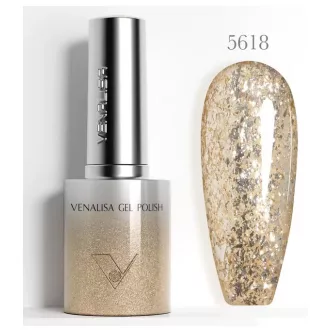 Venalisa Gel Polish – Áttetsző Arany Glitter 10 ml-5618