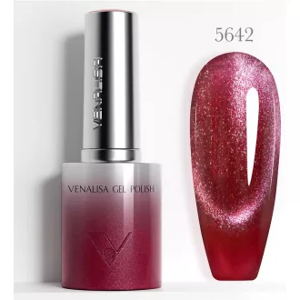   Venalisa Gel Polish – Csillogó Mélyvörös 10 ml-Mágneses-Cat Eye