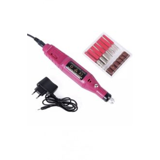   Elektromos Műköröm, Manikűr - Pedikűr Csiszológép – 12 cserélhető fejjel rózsaszín