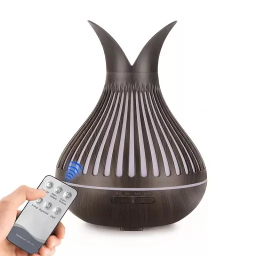 Ultrahangos Aroma Diffúzor/Párásító Tulipán Forma színű led fény Sötét barna