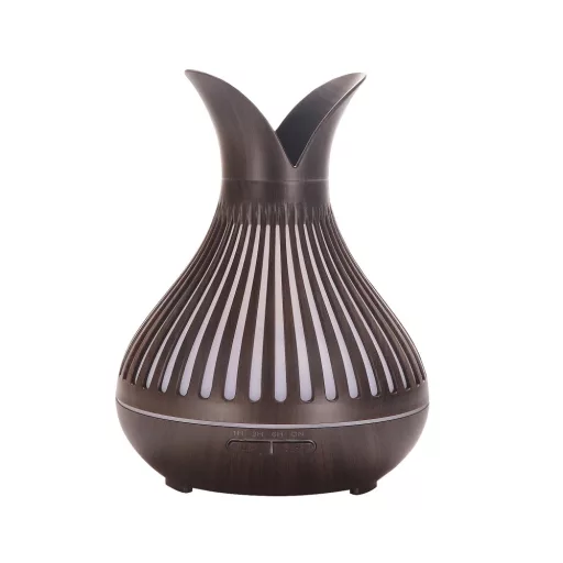 Ultrahangos Aroma Diffúzor/Párásító Tulipán Forma színű led fény Sötét barna