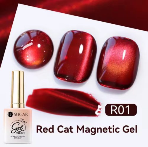 Ur Sugar Red Cat Magnetic-  Mágneses Gél Lakk R01 TPO Free