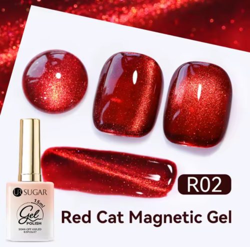 Ur Sugar Red Cat Magnetic-  Mágneses Gél Lakk R02 TPO Free