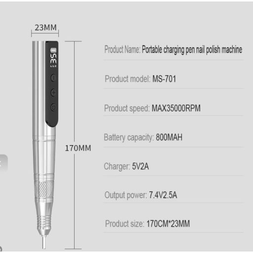 Akkumulátoros Körömcsiszoló Toll 35.000rpm + Kerámia csiszolófej 