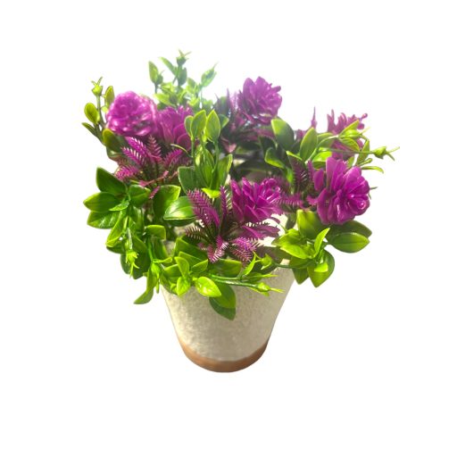 Virágcserép formájú Diffúzor/Párásító  Lila Mű Virággal, 7 színű Led fénnyel 