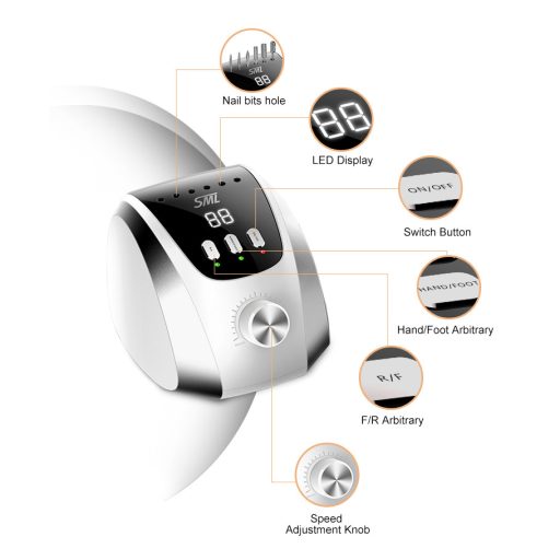 SML M13 Professzionális Körömcsiszoló – 65W, 35 000 RPM Rózsaszín