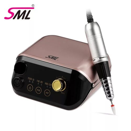 SML M1 Professzionális Műkörmös Csiszológép 35 000 RPM Pedállal és Csiszolófejekkel Rose Gold 