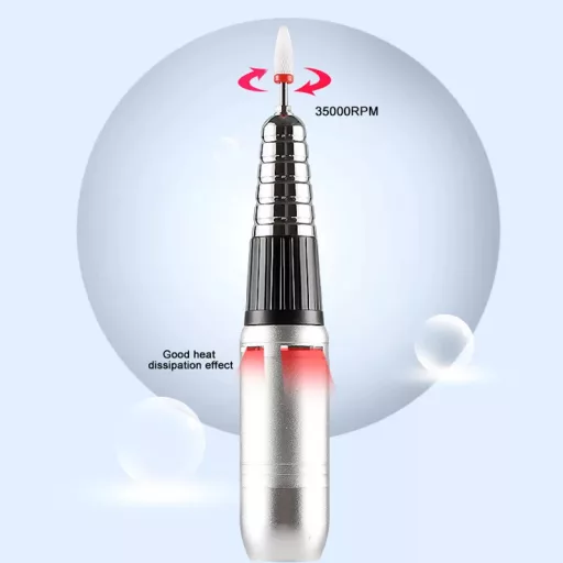 SML M1 Professzionális Műkörmös Csiszológép 35 000 RPM Pedállal és Csiszolófejekkel Rose Gold 