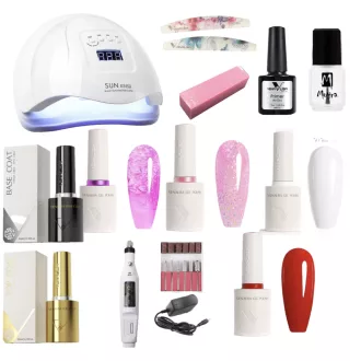   Venalisa Kezdő, Induló Gél Lakk Szett X5 Plus műkörmös lámpával és kézi alap csiszolóval – Allergénmentes