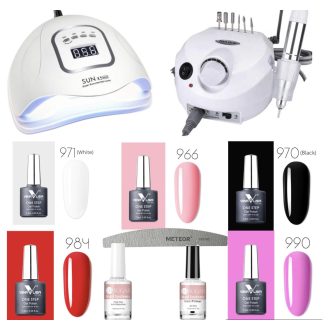   Venalisa One Step/Egy lépéses Gél Lakk kezdő szett Sun X5 Max Uv Led Lámpával+ Professzionális csiszológéppel 