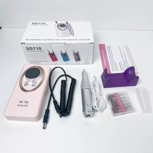 Akkumulátoros Professzionális Hordozható Műkörmös Csiszológép 45.000RPM  SG710 Rószaszín