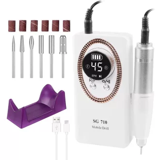   Akkumulátoros Professzionális Hordozható Műkörmös Csiszológép 45.000RPM  SG710 Fehér