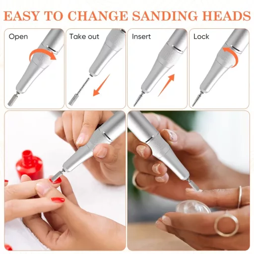 Akkumulátoros Professzionális Hordozható Műkörmös Csiszológép 45.000RPM  SG712 Fehér