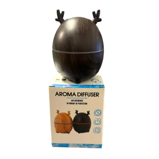 Ultrahangos Szarvas Aroma Diffúzor/Párásító Színváltós LED fénnyel Sötét tölgy