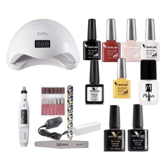  Komplett Venalisa Gél lakk Kezdő/Induló szett Uv/Led Lámpával+Kézi Csiszológép