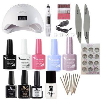   Komplett Hema mentes Venalisa Gél lakk Kezdő/Induló szett Uv/Led Lámpával+Kézi csiszológép