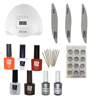   Komplett Meteor Gél lakk Kezdő/Induló szett 54w-os Uv/Led Lámpával